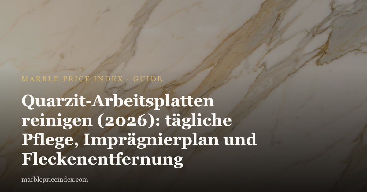 Quarzit-Arbeitsplatten reinigen (2026): tägliche Pflege, Imprägnierplan und Fleckenentfernung