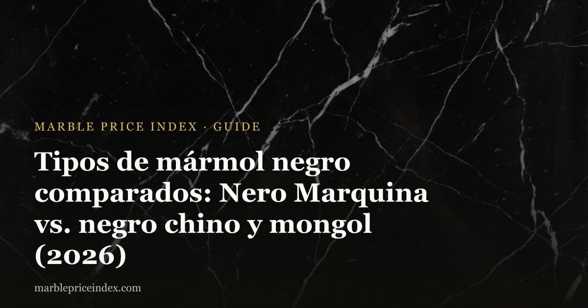 Tipos de mármol negro comparados: Nero Marquina vs. negro chino y mongol (2026)