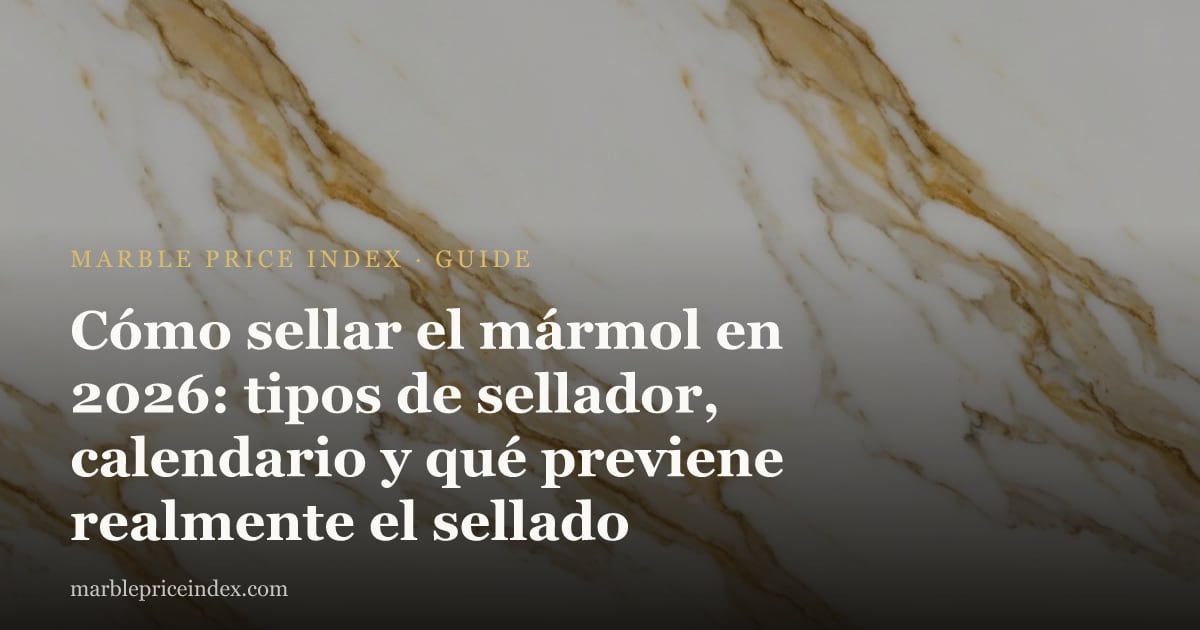 Cómo sellar el mármol en 2026: tipos de sellador, calendario y qué previene realmente el sellado