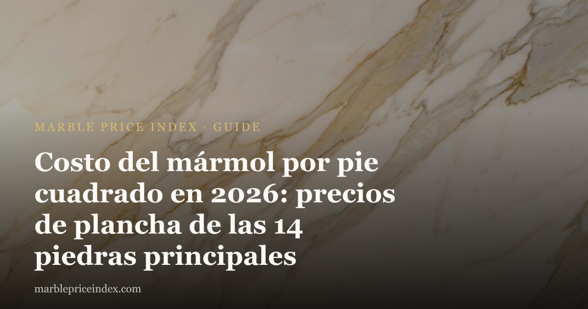 Costo del mármol por pie cuadrado en 2026: precios de plancha de las 14 piedras principales