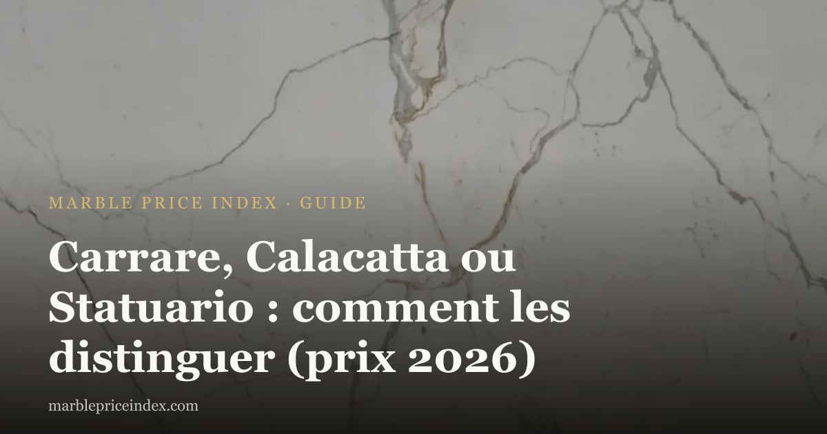Carrare, Calacatta ou Statuario : comment les distinguer (prix 2026)