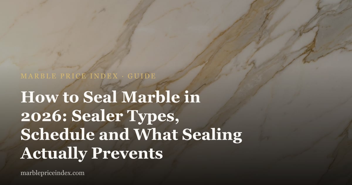 How to Seal Marble in 2026: Sealer Types, Schedule and What Sealing Actually Prevents