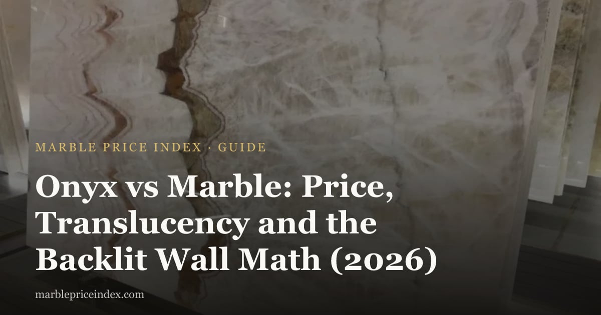 Onyx vs Marble: Price, Translucency and the Backlit Wall Math (2026)