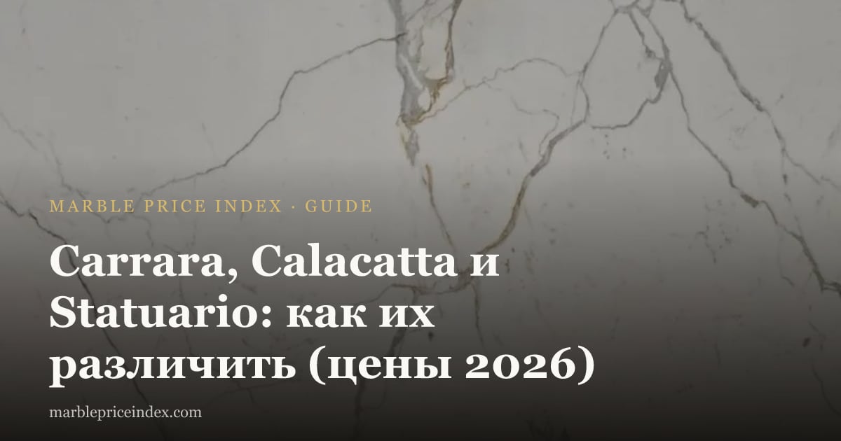 Carrara, Calacatta и Statuario: как их различить (цены 2026)