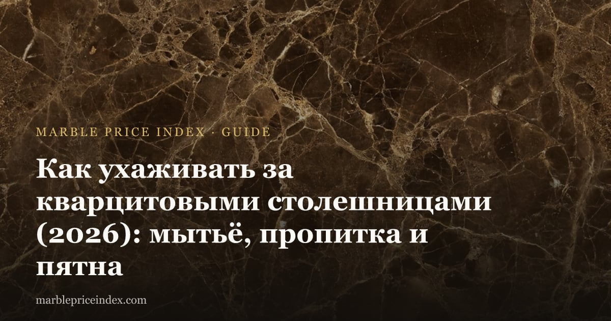 Как ухаживать за кварцитовыми столешницами (2026): мытьё, пропитка и пятна